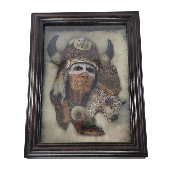 Neil Rose Mystic Vision Native American Buffalo Shadowbox Wall Art Numbered - Picture 1 of 9